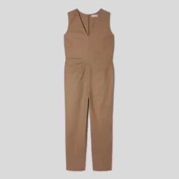 Everlane tan jumpsuit structured cotton sleeveless tailored classy preppy 00 new - Picture 12 of 12